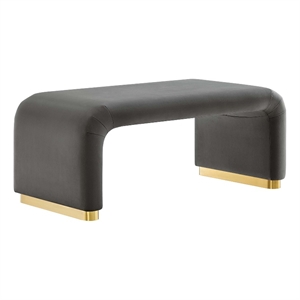 Koda Performance Velvet Waterfall Ottoman in Brass Storm Gray