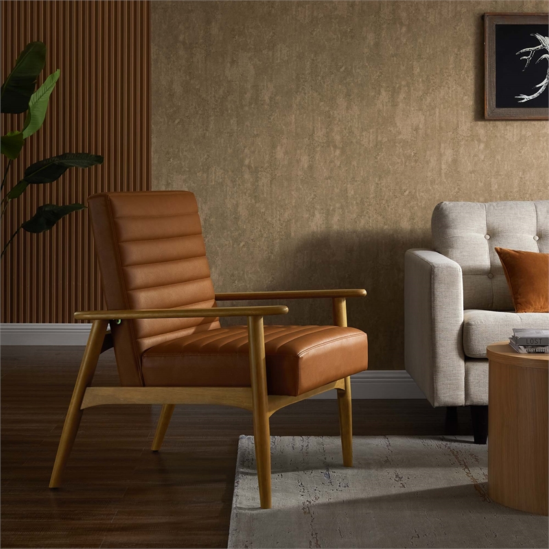 Jensen Vegan Leather Accent Chair in French Oak Tan