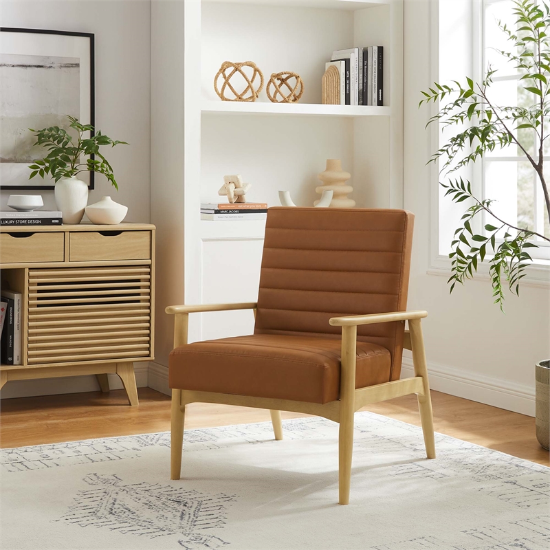Jensen Vegan Leather Accent Chair in Natural Tan