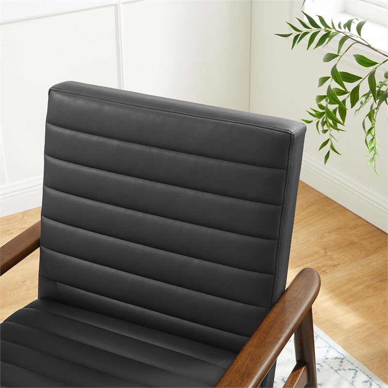 Jensen Vegan Leather Accent Chair in Walnut Black