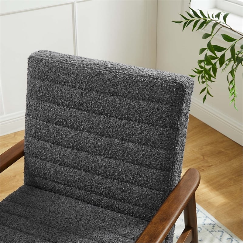 Jensen Boucle Fabric Accent Chair in Walnut Charcoal