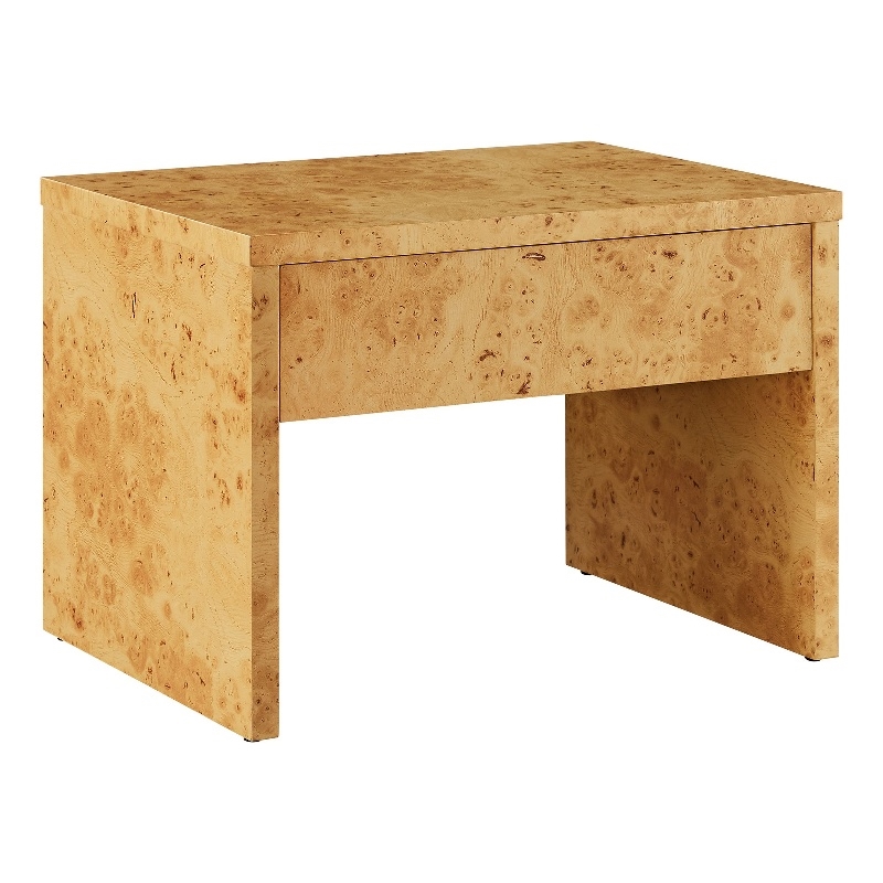 Hudson 1-Drawer Burl Wood Nightstand