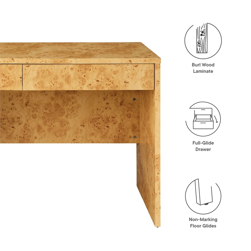 Hudson 2-Drawer Burl Wood Desk