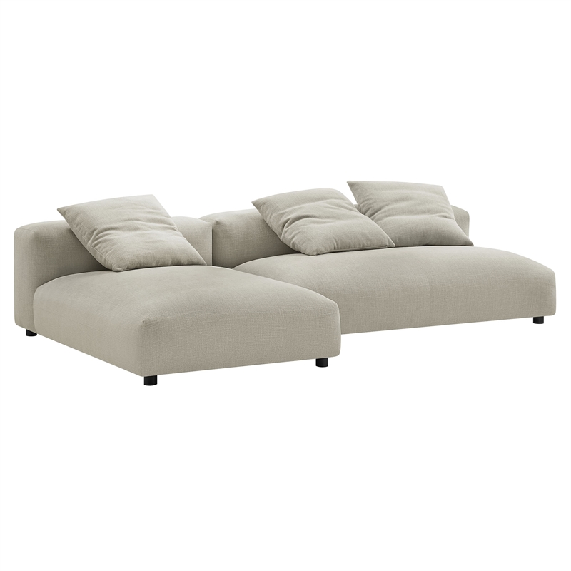 Solace2-Piece Modular Upholstered Fabric Sectional Sofa With Chaise in Linen