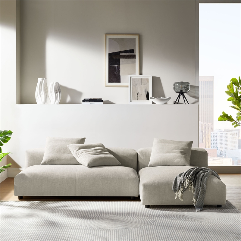 Solace2-Piece Modular Upholstered Fabric Sectional Sofa With Chaise in Linen