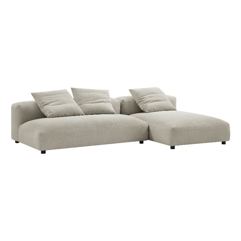 Solace2-Piece Modular Upholstered Fabric Sectional Sofa With Chaise in Linen