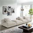 Modway Solace 4-Piece Modular Upholstered Fabric Sectional Sofa in Salt