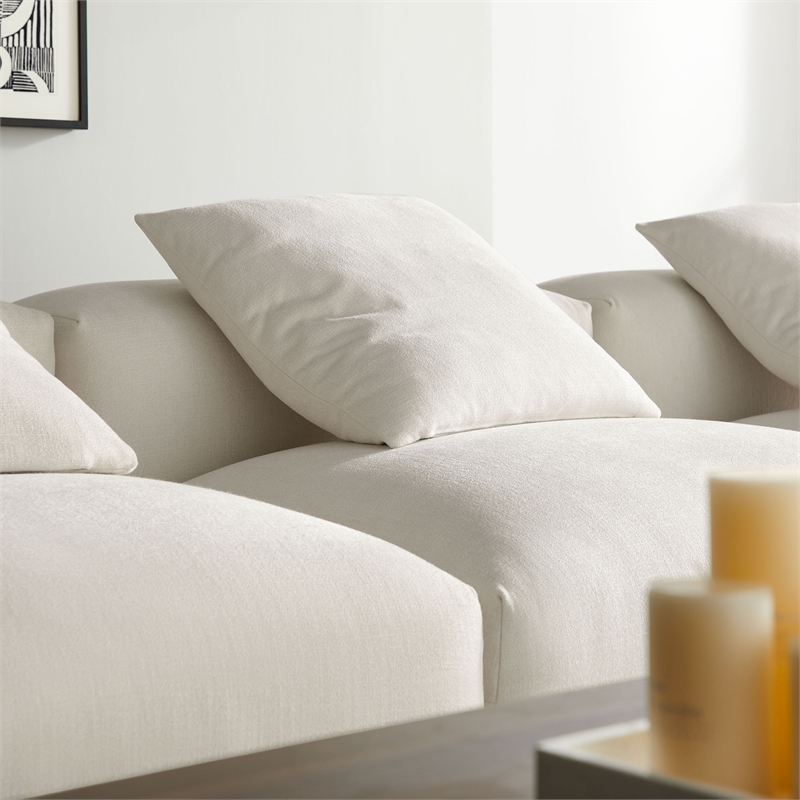 Modway Solace 4-Piece Modular Upholstered Fabric Sectional Sofa in Salt