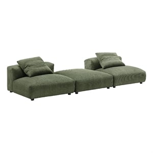 Solace3-Piece Modular Corduroy Upholstered Sectional Sofa in Fern