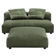 Solace Modular Corduroy Upholstered Armless Loveseat and Ottoman Set in Fern