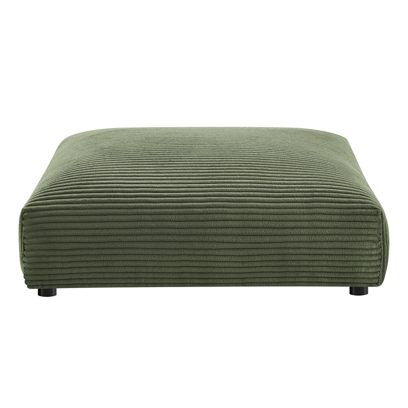 Solace Modular Corduroy Upholstered Armless Loveseat and Ottoman Set in Fern