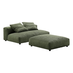 Solace Modular Corduroy Upholstered Armless Loveseat and Ottoman Set in Fern