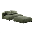 Solace Modular Corduroy Upholstered Armless Loveseat and Ottoman Set in Fern