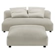 Solace Modular Upholstered Fabric Armless Loveseat and Ottoman Set in Linen