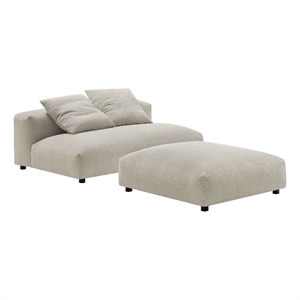 Solace Modular Upholstered Fabric Armless Loveseat and Ottoman Set in Linen