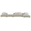 Modway Solace 4-PC Modular Upholstery Fabric Sectional Sofa w/Ottoman in Linen