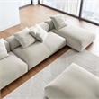 Modway Solace 4-PC Modular Upholstery Fabric Sectional Sofa w/Ottoman in Linen