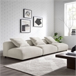 Modway Solace 3-Piece Modular Upholstered Fabric Sofa in Salt
