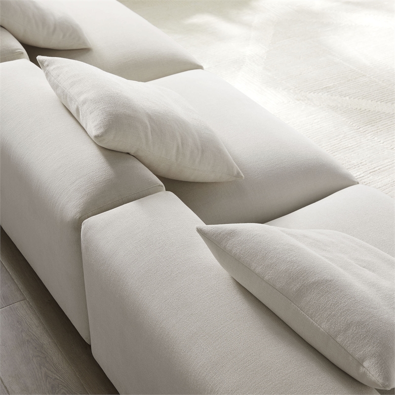 Modway Solace 3-Piece Modular Upholstered Fabric Sofa in Salt