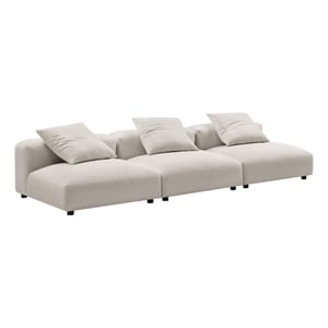 Modway Solace 3-Piece Modular Upholstered Fabric Sofa in Salt