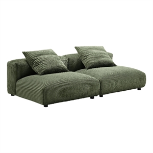 Solace2-Piece Modular Corduroy Upholstered Sofa in Fern