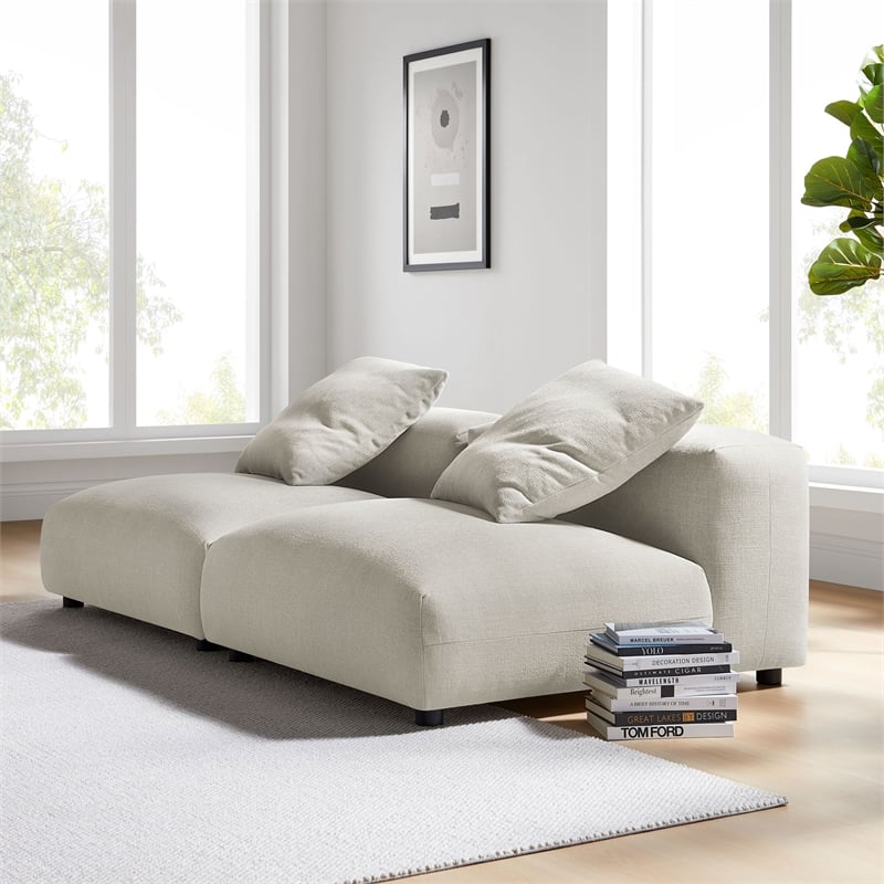 Solace2-Piece Modular Upholstered Fabric Sofa in Linen
