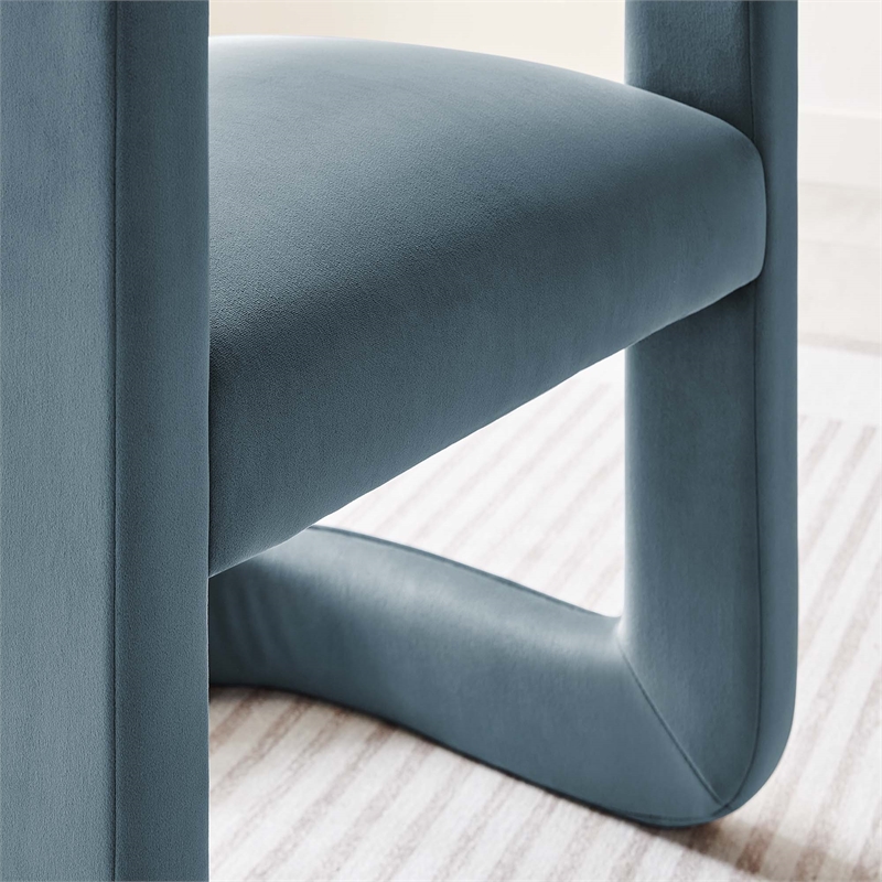Winslow Barrel Performance Velvet Dining Chair in Cadet Blue