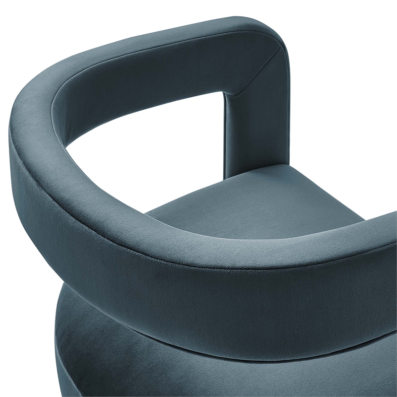 Winslow Barrel Performance Velvet Dining Chair in Cadet Blue