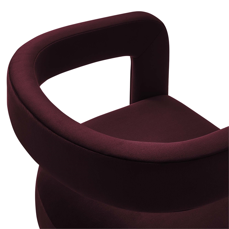 Winslow Barrel Performance Velvet Dining Chair in Mulberry