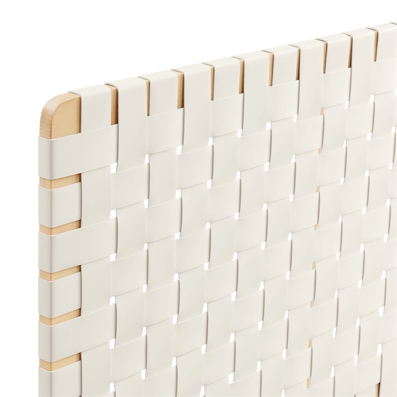 Sparta Weave Wall-Mount Vegan Leather Twin Headboard in Natural Beige
