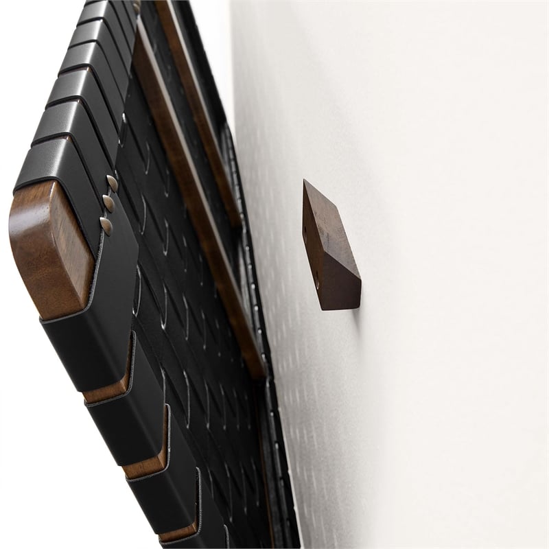 Sparta Weave Wall-Mount Vegan Leather Twin Headboard in Walnut Black