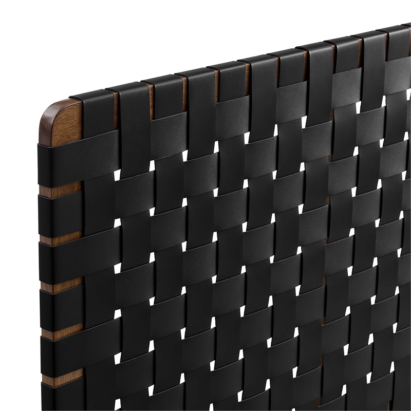 Sparta Weave Wall-Mount Vegan Leather Twin Headboard in Walnut Black