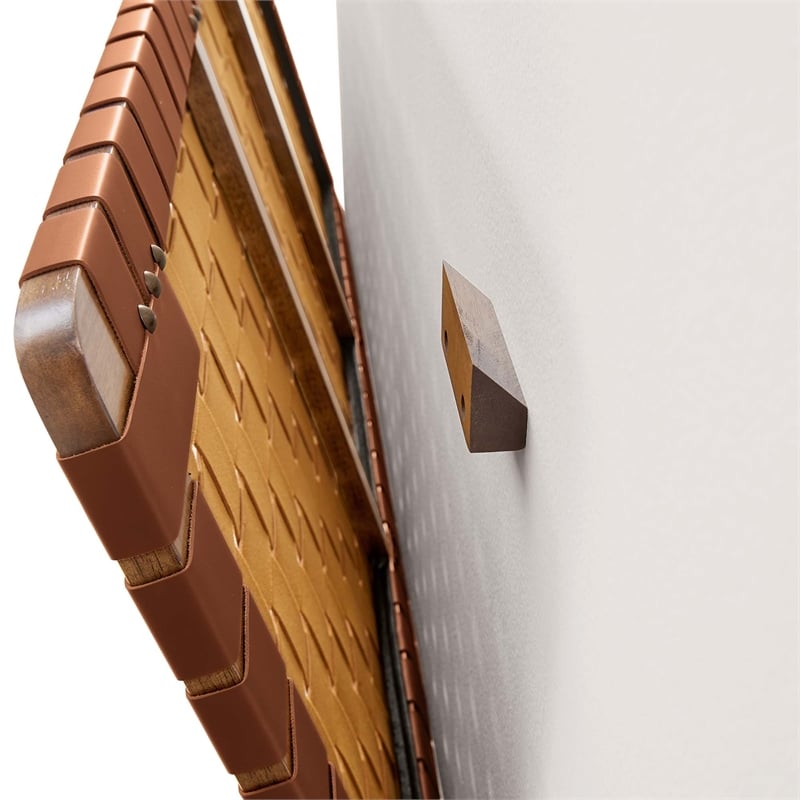 Sparta Weave Wall-Mount Vegan Leather Twin Headboard in Walnut Brown