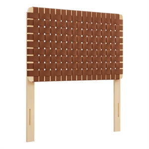 Sparta Weave Vegan Leather Twin Headboard in Natural Brown
