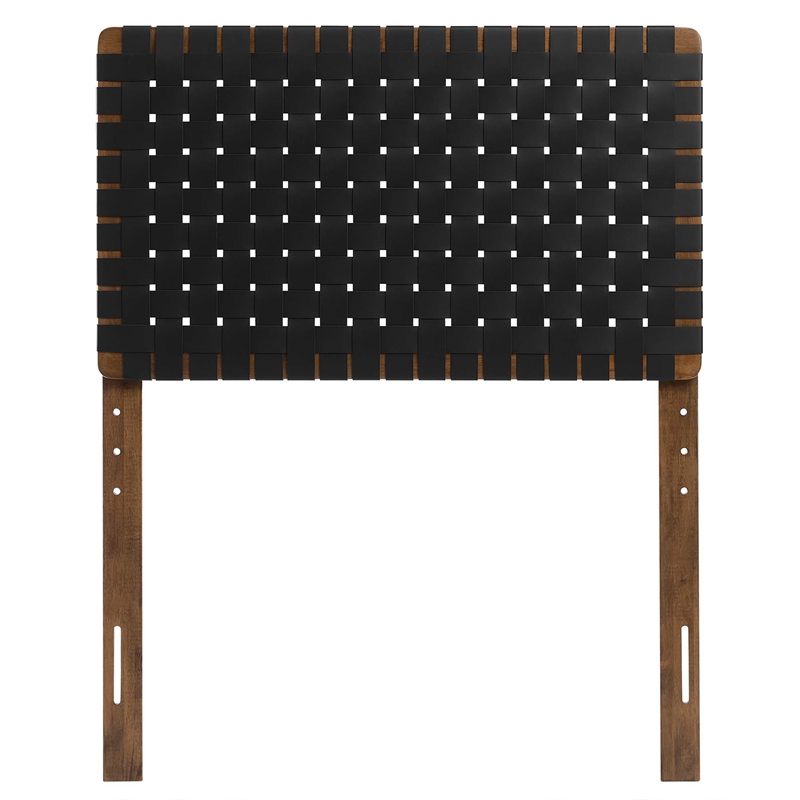 Sparta Weave Vegan Leather Twin Headboard in Walnut Black