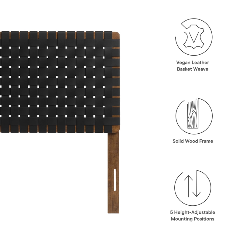 Sparta Weave Vegan Leather Twin Headboard in Walnut Black