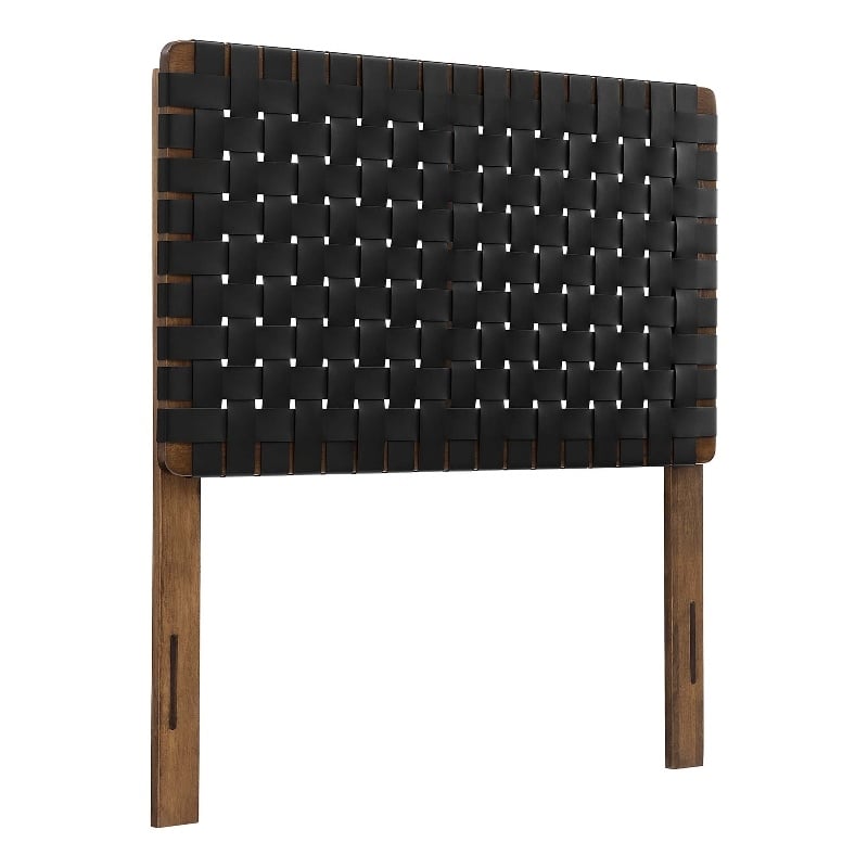 Sparta Weave Vegan Leather Twin Headboard in Walnut Black