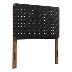 Sparta Weave Vegan Leather Twin Headboard in Walnut Black