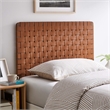 Sparta Weave Vegan Leather Twin Headboard in Walnut Brown
