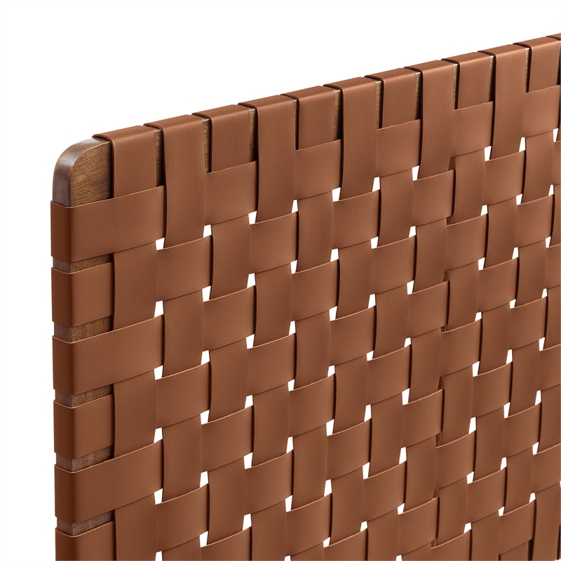 Sparta Weave Vegan Leather Twin Headboard in Walnut Brown