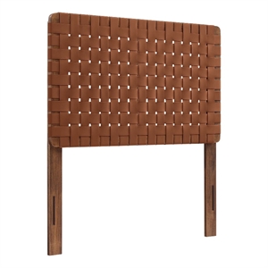 Sparta Weave Vegan Leather Twin Headboard in Walnut Brown