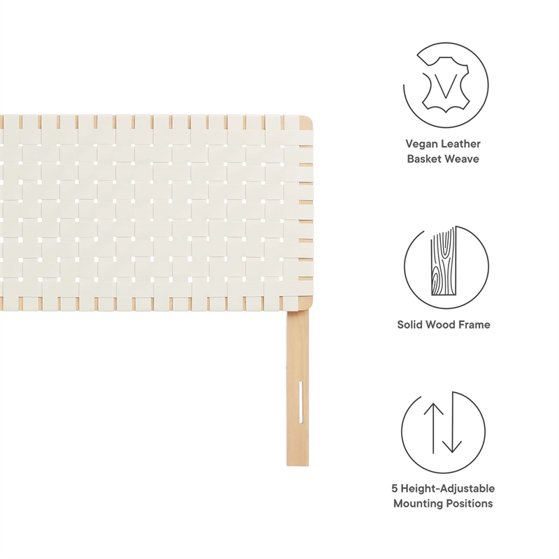 Sparta Weave Vegan Leather King Headboard in Natural Beige