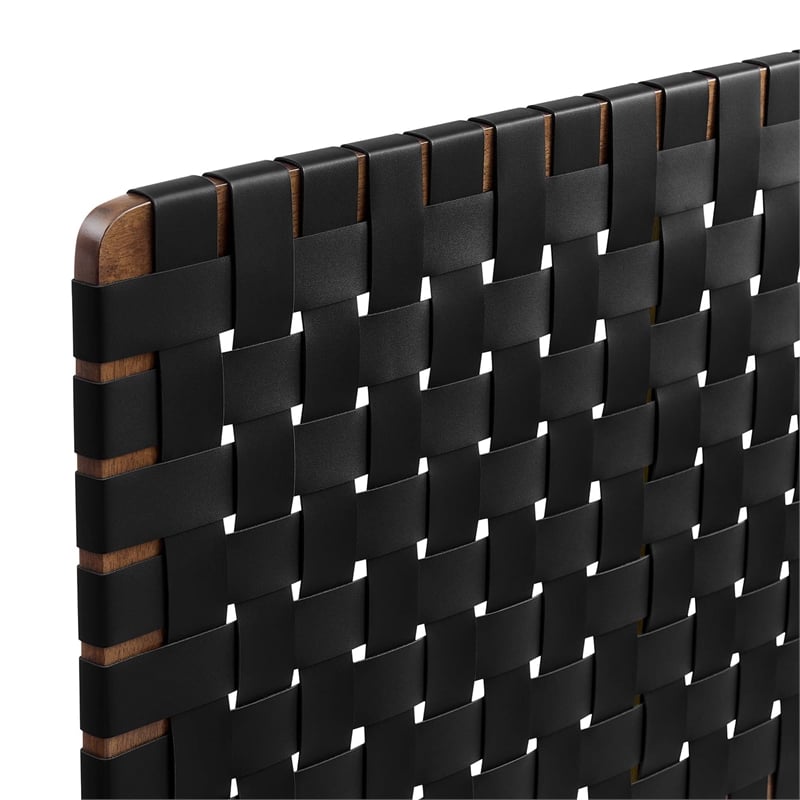 Sparta Weave Vegan Leather King Headboard in Walnut Black