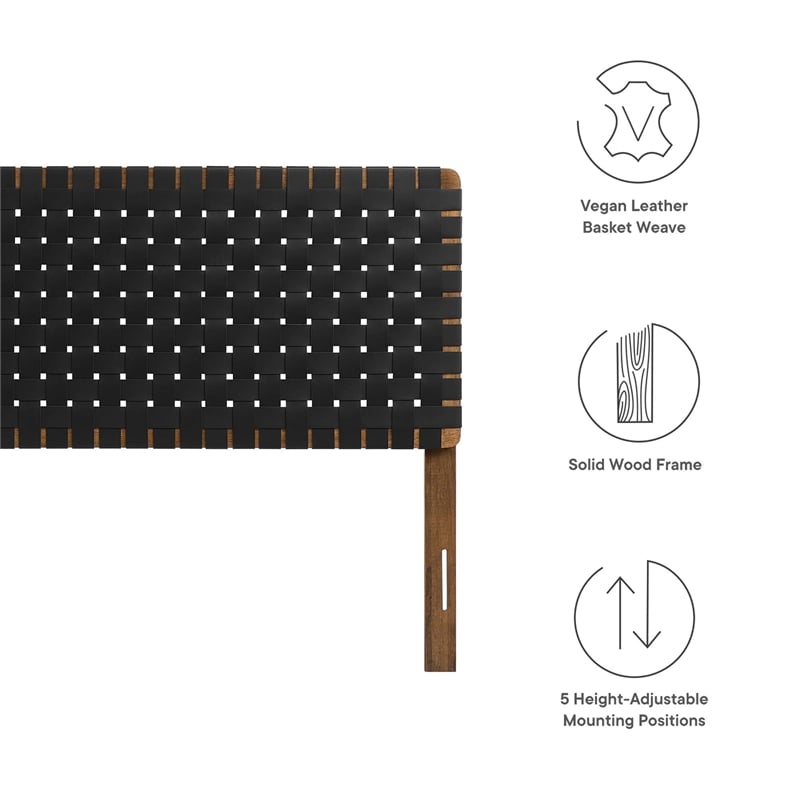 Sparta Weave Vegan Leather King Headboard in Walnut Black