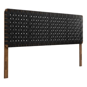 Sparta Weave Vegan Leather King Headboard in Walnut Black