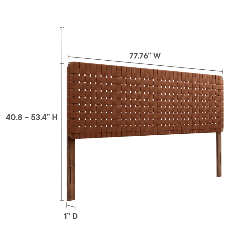 Sparta Weave Vegan Leather King Headboard in Walnut Brown