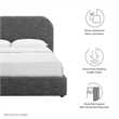Keynote Upholstered Fabric Curved Full Platform Bed in Heathered Weave Slate
