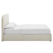 Keynote Upholstered Fabric Curved Queen Platform Bed in Heathered Weave Ivory