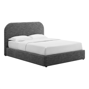 Keynote Upholstered Fabric Curved Queen Platform Bed in Heathered Weave Slate