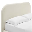Keynote Performance Velvet Curved Queen Platform Bed in Alabaster